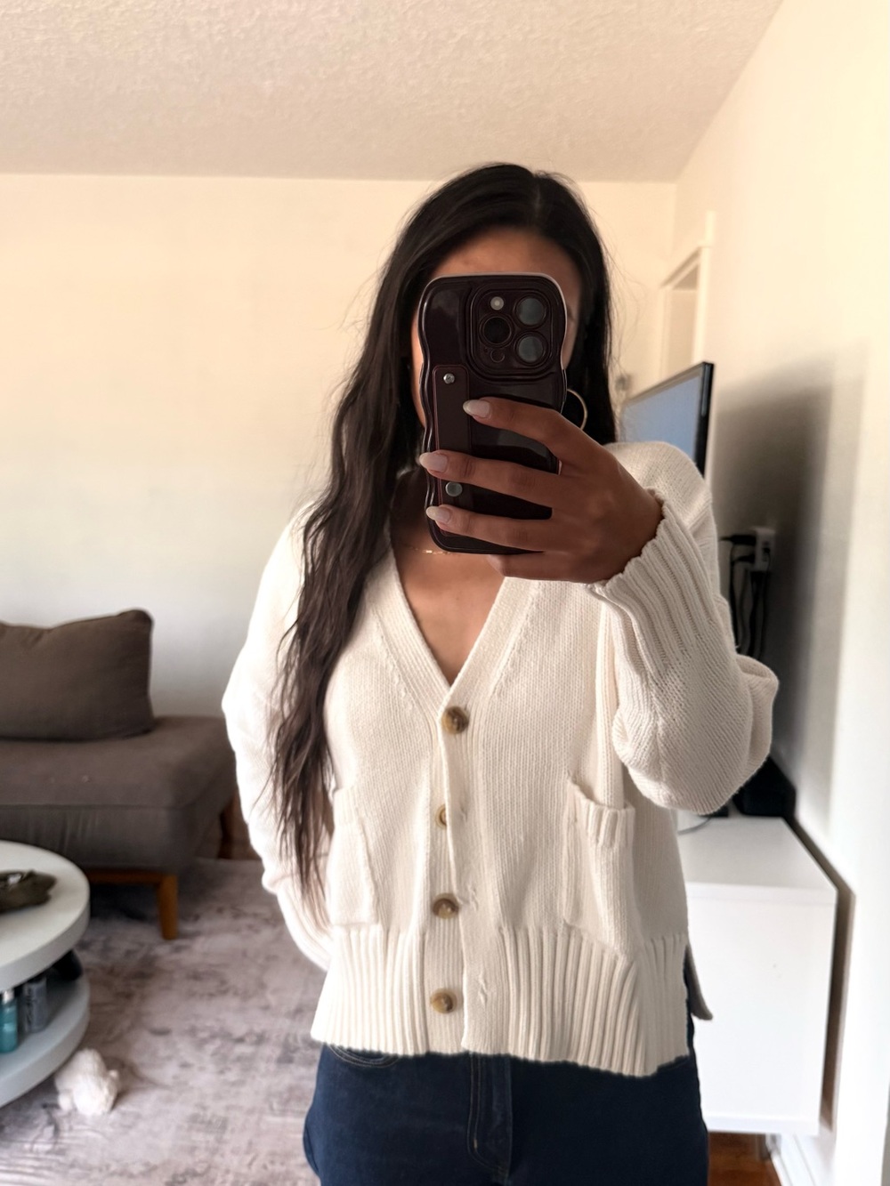 a new day Cream V-Neck Button Cardigan Sweater